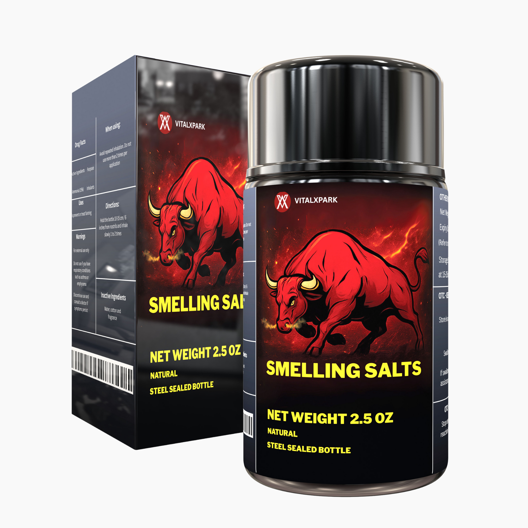 VitalXpark Smelling Salts Natural – 2.5 oz Steel Sealed Bottle